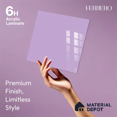 Ferrero 1B 0832 French Lilac 8 ft x 4 ft Solid Series High Gloss Finish Acrylic Laminate - 1.5 mm (LM 01161) | Matching Edgeband Code - 832 | Suitable for Kitchen Cabinets, Study Areas, Wardrobe