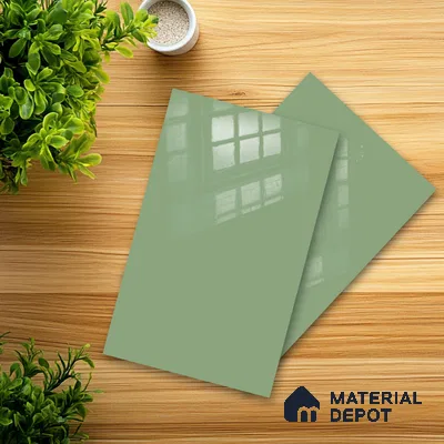 Ferrero 1B 0833 Sage Green 8 ft x 4 ft Solid Series High Gloss Finish Acrylic Laminate - 1.5 mm (LM 01155) | Matching Edgeband Code - 833 | Suitable for Kitchen Cabinets, Study Areas, Wardrobe