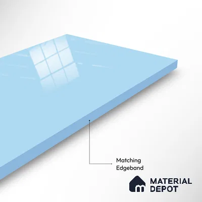 Ferrero 1B 0837 Sky Blue 8 ft x 4 ft Solid Series High Gloss Finish Acrylic Laminate - 1.5 mm (LM 01165) | Matching Edgeband Code - 837 | Suitable for Kitchen Cabinets, Study Areas, Wardrobe
