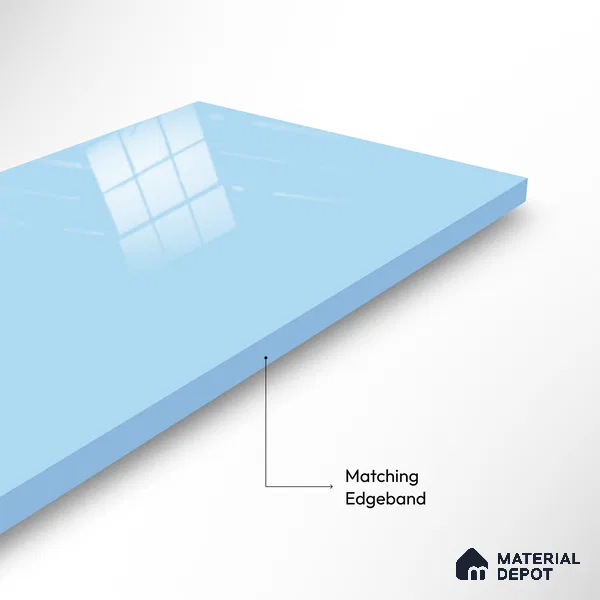 Ferrero 1B 0837 Sky Blue 8 ft x 4 ft Solid Series High Gloss Finish Acrylic Laminate - 1.5 mm (LM 01165) | Matching Edgeband Code - 837 | Suitable for Kitchen Cabinets, Study Areas, Wardrobe