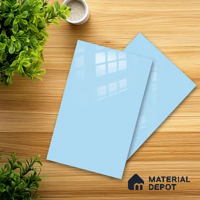 Ferrero 1B 0837 Sky Blue 8 ft x 4 ft Solid Series High Gloss Finish Acrylic Laminate - 1.5 mm (LM 01165) | Matching Edgeband Code - 837 | Suitable for Kitchen Cabinets, Study Areas, Wardrobe