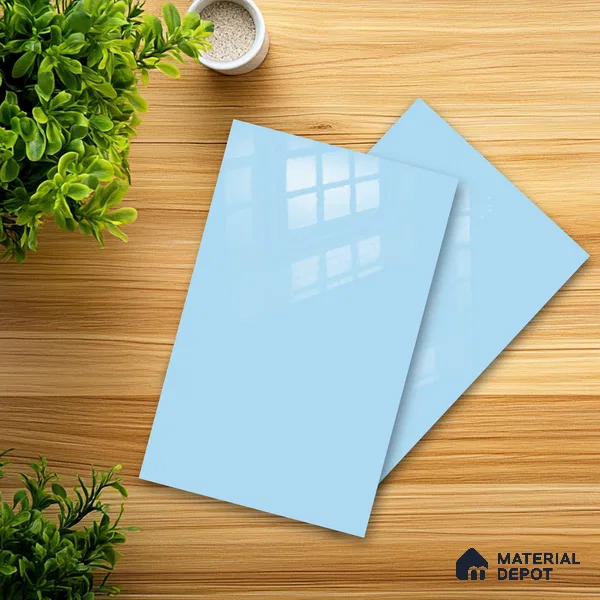 Ferrero 1B 0837 Sky Blue 8 ft x 4 ft Solid Series High Gloss Finish Acrylic Laminate - 1.5 mm (LM 01165) | Matching Edgeband Code - 837 | Suitable for Kitchen Cabinets, Study Areas, Wardrobe
