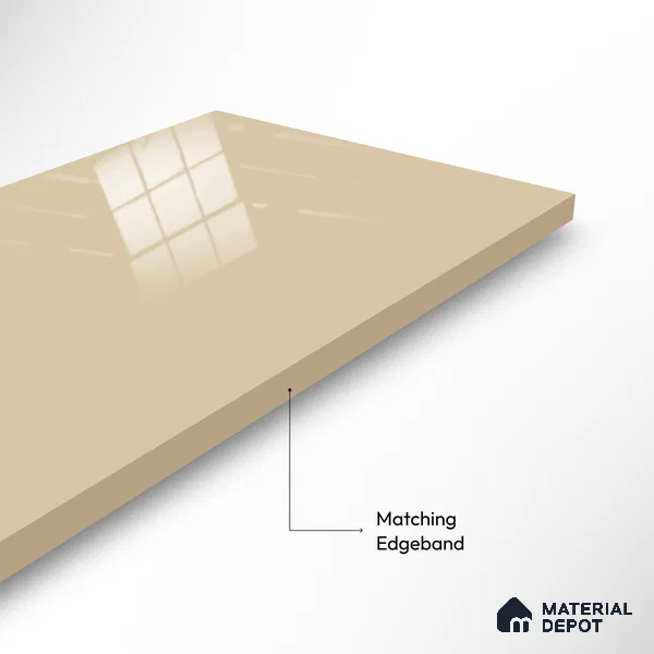Ferrero 1B 0841 Sandstone Beige 8 ft x 4 ft Solid Series High Gloss Finish Acrylic Laminate - 1.5 mm (LM 01137) | Matching Edgeband Code - 841 | Suitable for Kitchen Cabinets, Study Areas, Wardrobe
