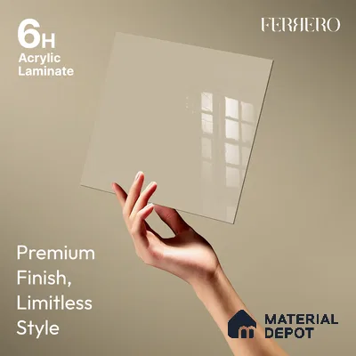 Ferrero 1B 0842 Dusty Gold 8 ft x 4 ft Solid Series High Gloss Finish Acrylic Laminate - 1.5 mm (LM 01138) | Matching Edgeband Code - 842 | Suitable for Kitchen Cabinets, Study Areas, Wardrobe