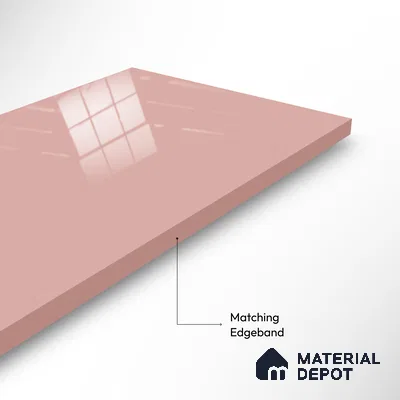 Ferrero 1B 0844 Dusky Blush 8 ft x 4 ft Solid Series High Gloss Finish Acrylic Laminate - 1.5 mm (LM 01140) | Matching Edgeband Code - 844 | Suitable for Kitchen Cabinets, Study Areas, Wardrobe