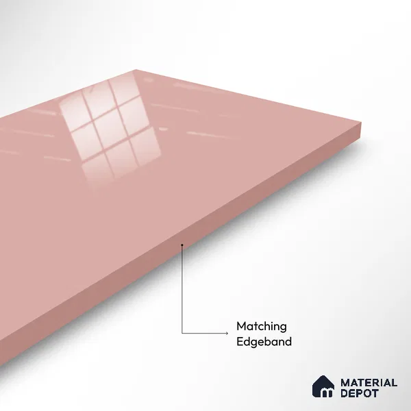 Ferrero 1B 0844 Dusky Blush 8 ft x 4 ft Solid Series High Gloss Finish Acrylic Laminate - 1.5 mm (LM 01140) | Matching Edgeband Code - 844 | Suitable for Kitchen Cabinets, Study Areas, Wardrobe