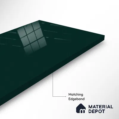 Ferrero 1B 0845 Bottle Green 8 ft x 4 ft Solid Series High Gloss Finish Acrylic Laminate - 1.5 mm (LM 01141) | Matching Edgeband Code - 845 | Suitable for Kitchen Cabinets, Study Areas, Wardrobe