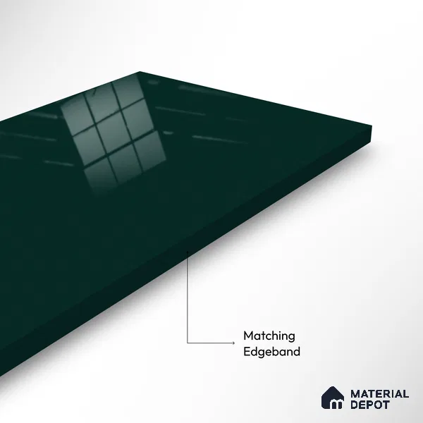 Ferrero 1B 0845 Bottle Green 8 ft x 4 ft Solid Series High Gloss Finish Acrylic Laminate - 1.5 mm (LM 01141) | Matching Edgeband Code - 845 | Suitable for Kitchen Cabinets, Study Areas, Wardrobe