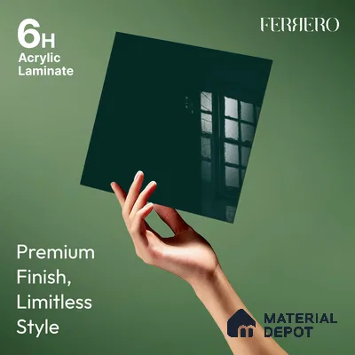 Ferrero 1B 0845 Bottle Green 8 ft x 4 ft Solid Series High Gloss Finish Acrylic Laminate - 1.5 mm (LM 01141) | Matching Edgeband Code - 845 | Suitable for Kitchen Cabinets, Study Areas, Wardrobe