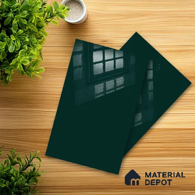 Ferrero 1B 0845 Bottle Green 8 ft x 4 ft Solid Series High Gloss Finish Acrylic Laminate - 1.5 mm (LM 01141) | Matching Edgeband Code - 845 | Suitable for Kitchen Cabinets, Study Areas, Wardrobe