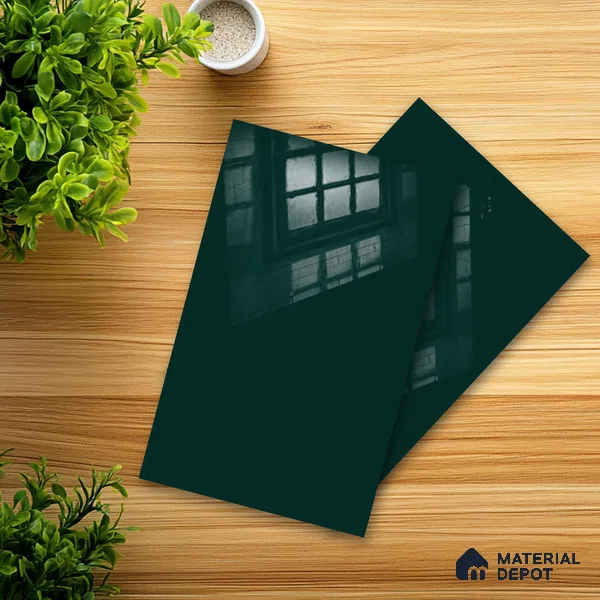 Ferrero 1B 0845 Bottle Green 8 ft x 4 ft Solid Series High Gloss Finish Acrylic Laminate - 1.5 mm (LM 01141) | Matching Edgeband Code - 845 | Suitable for Kitchen Cabinets, Study Areas, Wardrobe