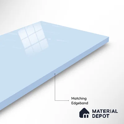 Ferrero 1B 0846 Soft Blue 8 ft x 4 ft Solid Series High Gloss Finish Acrylic Laminate - 1.5 mm (LM 01142) | Matching Edgeband Code - 846 | Suitable for Kitchen Cabinets, Study Areas, Wardrobe