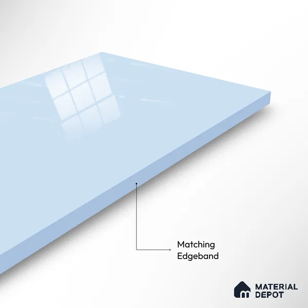 Ferrero 1B 0846 Soft Blue 8 ft x 4 ft Solid Series High Gloss Finish Acrylic Laminate - 1.5 mm (LM 01142) | Matching Edgeband Code - 846 | Suitable for Kitchen Cabinets, Study Areas, Wardrobe