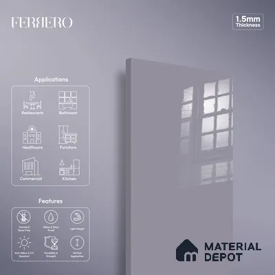 Ferrero 1B 0847 Muted Violet 8 ft x 4 ft Solid Series High Gloss Finish Acrylic Laminate - 1.5 mm (LM 01143) | Matching Edgeband Code - 847 | Suitable for Kitchen Cabinets, Study Areas, Wardrobe