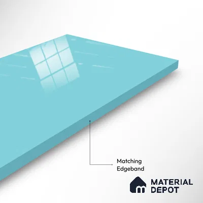 Ferrero 1B 0848 Bright Blue 8 ft x 4 ft Solid Series High Gloss Finish Acrylic Laminate - 1.5 mm (LM 01144) | Matching Edgeband Code - 848 | Suitable for Kitchen Cabinets, Study Areas, Wardrobe