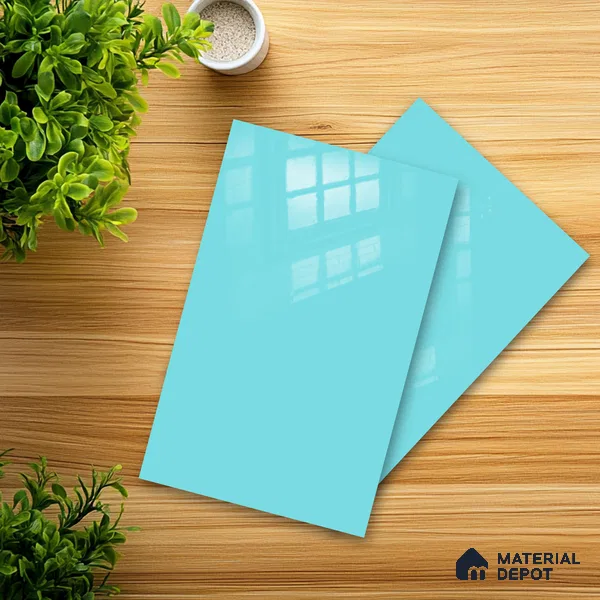 Ferrero 1B 0848 Bright Blue 8 ft x 4 ft Solid Series High Gloss Finish Acrylic Laminate - 1.5 mm (LM 01144) | Matching Edgeband Code - 848 | Suitable for Kitchen Cabinets, Study Areas, Wardrobe