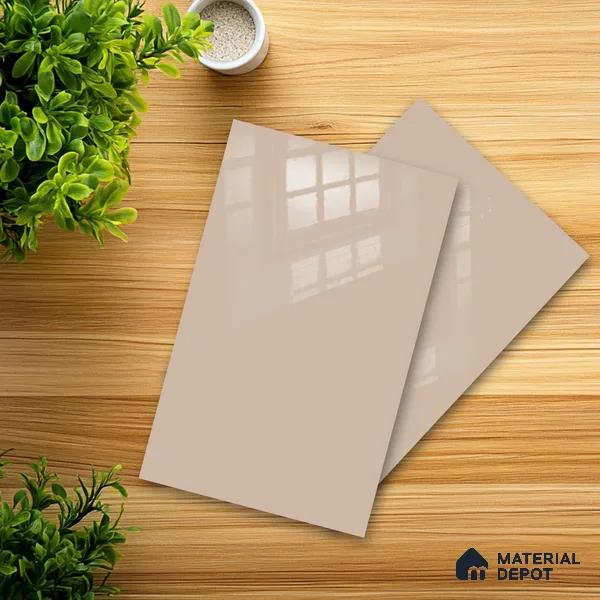 Ferrero 1B 0849 Earthy Sand 8 ft x 4 ft Solid Series High Gloss Finish Acrylic Laminate - 1.5 mm (LM 01145) | Matching Edgeband Code - 849 | Suitable for Kitchen Cabinets, Study Areas, Wardrobe