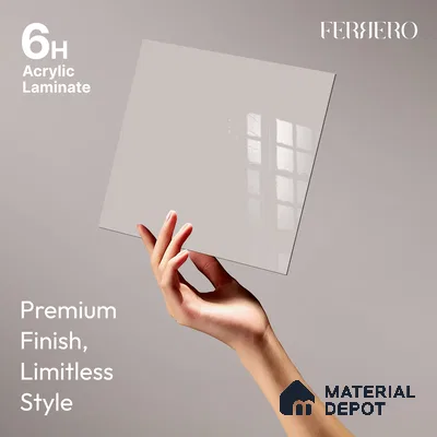 Ferrero 1B 0850 Pebble Beige 8 ft x 4 ft Solid Series High Gloss Finish Acrylic Laminate - 1.5 mm (LM 01146) | Matching Edgeband Code - 850 | Suitable for Kitchen Cabinets, Study Areas, Wardrobe