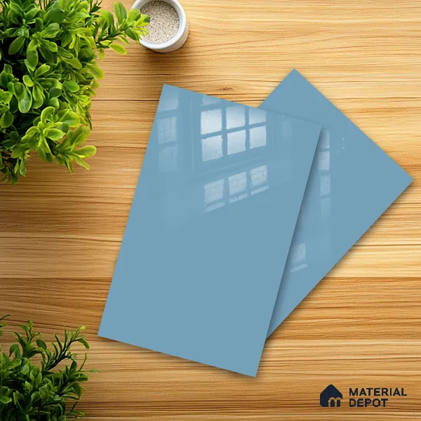 Ferrero 1B 0889 Glacier Blue 8 ft x 4 ft Solid Series High Gloss Finish Acrylic Laminate - 1.5 mm (LM 01164) | Matching Edgeband Code - 889 | Suitable for Kitchen Cabinets, Study Areas, Wardrobe