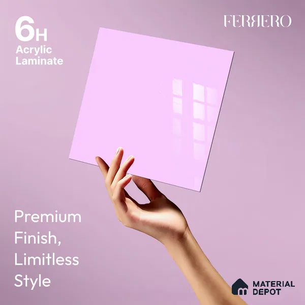 Ferrero 1B 0890 Electric Lavender 8 ft x 4 ft Solid Series High Gloss Finish Acrylic Laminate - 1.5 mm (LM 01160) | Suitable for Kitchen Cabinets, Study Areas, Wardrobe