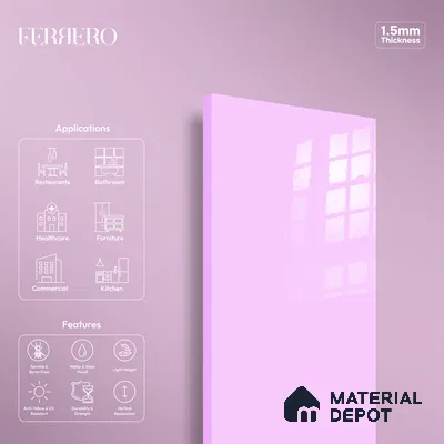 Ferrero 1B 0890 Electric Lavender 8 ft x 4 ft Solid Series High Gloss Finish Acrylic Laminate - 1.5 mm (LM 01160) | Suitable for Kitchen Cabinets, Study Areas, Wardrobe