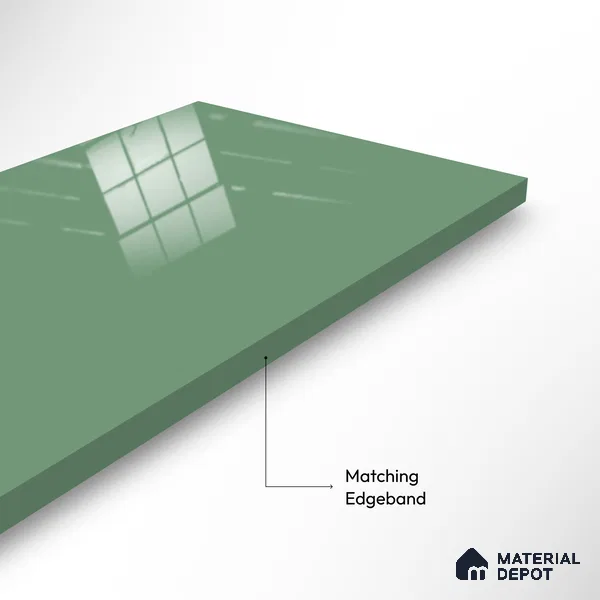 Ferrero 1B 0896 Meadow Green 8 ft x 4 ft Solid Series High Gloss Finish Acrylic Laminate - 1.5 mm (LM 01154) | Matching Edgeband Code - 896 | Suitable for Kitchen Cabinets, Study Areas, Wardrobe