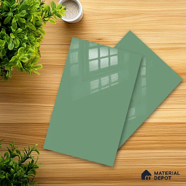 Ferrero 1B 0896 Meadow Green 8 ft x 4 ft Solid Series High Gloss Finish Acrylic Laminate - 1.5 mm (LM 01154) | Matching Edgeband Code - 896 | Suitable for Kitchen Cabinets, Study Areas, Wardrobe