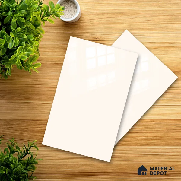 Ferrero 1B 0897 Vanilla White 8 ft x 4 ft Solid Series High Gloss Finish Acrylic Laminate - 1.5 mm (LM 01147) | Matching Edgeband Code - 897 | Suitable for Kitchen Cabinets, Study Areas, Wardrobe