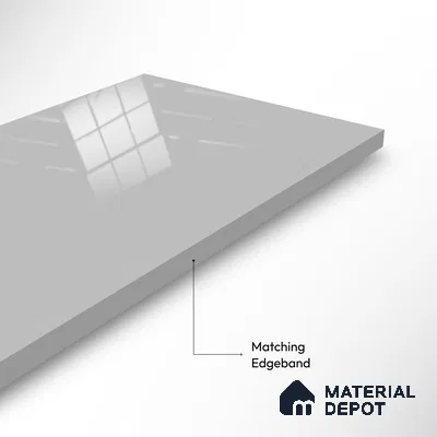 Ferrero 1B 0898 Misty Gray 8 ft x 4 ft Solid Series High Gloss Finish Acrylic Laminate - 1.5 mm (LM 01148) | Matching Edgeband Code - 898 | Suitable for Kitchen Cabinets, Study Areas, Wardrobe