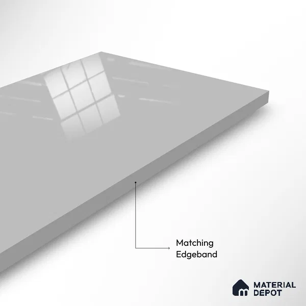 Ferrero 1B 0898 Misty Gray 8 ft x 4 ft Solid Series High Gloss Finish Acrylic Laminate - 1.5 mm (LM 01148) | Matching Edgeband Code - 898 | Suitable for Kitchen Cabinets, Study Areas, Wardrobe