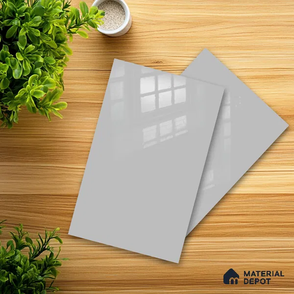 Ferrero 1B 0898 Misty Gray 8 ft x 4 ft Solid Series High Gloss Finish Acrylic Laminate - 1.5 mm (LM 01148) | Matching Edgeband Code - 898 | Suitable for Kitchen Cabinets, Study Areas, Wardrobe