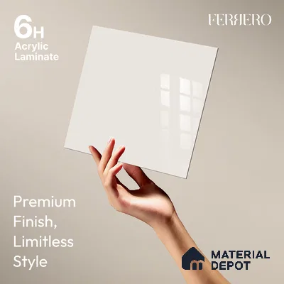 Ferrero 1B 0899 Powder Blush 8 ft x 4 ft Solid Series High Gloss Finish Acrylic Laminate - 1.5 mm (LM 01149) | Matching Edgeband Code - 899 | Suitable for Kitchen Cabinets, Study Areas, Wardrobe