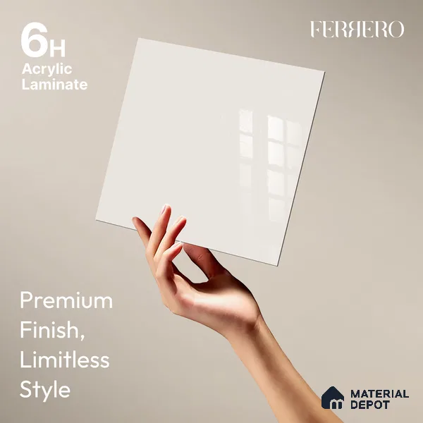 Ferrero 1B 0899 Powder Blush 8 ft x 4 ft Solid Series High Gloss Finish Acrylic Laminate - 1.5 mm (LM 01149) | Matching Edgeband Code - 899 | Suitable for Kitchen Cabinets, Study Areas, Wardrobe