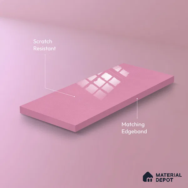 Ferrero 1B 0941 Rose Sparkle 8 ft x 4 ft Sparkle Series High Gloss Finish Acrylic Laminate - 1.5 mm (LM 01123) | Suitable for Kitchen Cabinets, Study Areas, Wardrobe