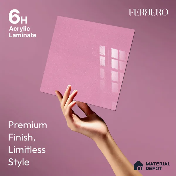 Ferrero 1B 0941 Rose Sparkle 8 ft x 4 ft Sparkle Series High Gloss Finish Acrylic Laminate - 1.5 mm (LM 01123) | Suitable for Kitchen Cabinets, Study Areas, Wardrobe