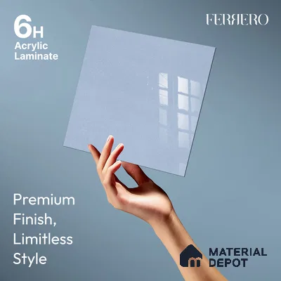 Ferrero 1B 0942 Frosted Blue 8 ft x 4 ft Sparkle Series High Gloss Finish Acrylic Laminate - 1.5 mm (LM 01124) | Suitable for Kitchen Cabinets, Study Areas, Wardrobe