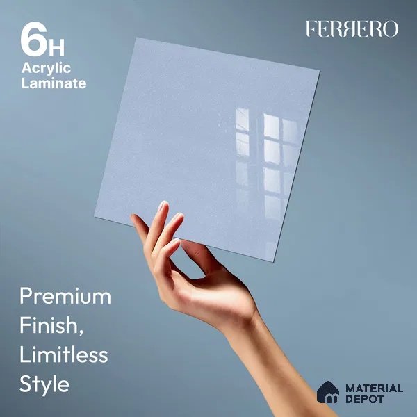 Ferrero 1B 0942 Frosted Blue 8 ft x 4 ft Sparkle Series High Gloss Finish Acrylic Laminate - 1.5 mm (LM 01124) | Suitable for Kitchen Cabinets, Study Areas, Wardrobe