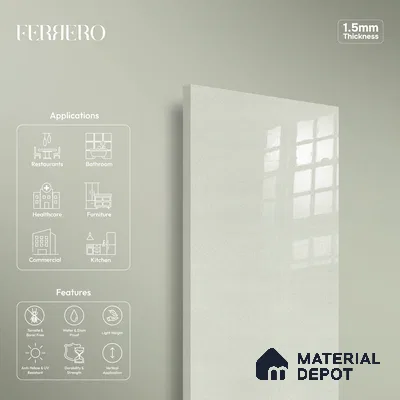 Ferrero 1B 0943 Mint Sparkle 8 ft x 4 ft Sparkle Series High Gloss Finish Acrylic Laminate - 1.5 mm (LM 01125) | Suitable for Kitchen Cabinets, Study Areas, Wardrobe