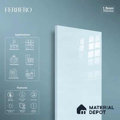Ferrero 1B 0944 Crystal Sky 8 ft x 4 ft Sparkle Series High Gloss Finish Acrylic Laminate - 1.5 mm (LM 01126) | Suitable for Kitchen Cabinets, Study Areas, Wardrobe