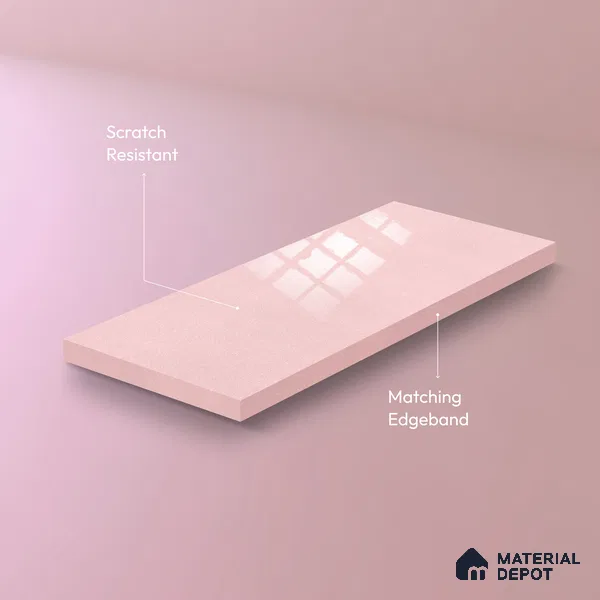 Ferrero 1B 0945 Peach Stardust 8 ft x 4 ft Sparkle Series High Gloss Finish Acrylic Laminate - 1.5 mm (LM 01127) | Suitable for Kitchen Cabinets, Study Areas, Wardrobe