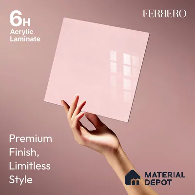Ferrero 1B 0945 Peach Stardust 8 ft x 4 ft Sparkle Series High Gloss Finish Acrylic Laminate - 1.5 mm (LM 01127) | Suitable for Kitchen Cabinets, Study Areas, Wardrobe