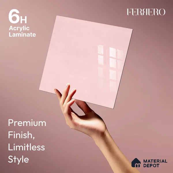 Ferrero 1B 0945 Peach Stardust 8 ft x 4 ft Sparkle Series High Gloss Finish Acrylic Laminate - 1.5 mm (LM 01127) | Suitable for Kitchen Cabinets, Study Areas, Wardrobe