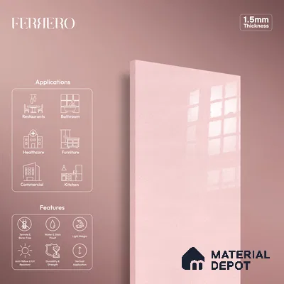 Ferrero 1B 0945 Peach Stardust 8 ft x 4 ft Sparkle Series High Gloss Finish Acrylic Laminate - 1.5 mm (LM 01127) | Suitable for Kitchen Cabinets, Study Areas, Wardrobe