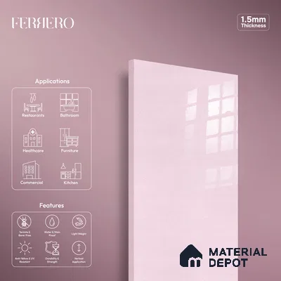 Ferrero 1B 0947 Blush Glitter 8 ft x 4 ft Sparkle Series High Gloss Finish Acrylic Laminate - 1.5 mm (LM 01129) | Suitable for Kitchen Cabinets, Study Areas, Wardrobe