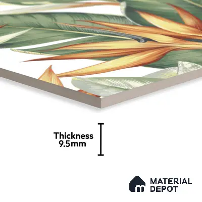 Tropical Wall Tile TL 00208 A Pattern 1 Lush Green 1 ft x 1 ft Matte Finish Ceramic Tile - 9 mm | Suitable For Bathroom, Balcony, Dining Area | Please Expect a Slight Variation of Pattern