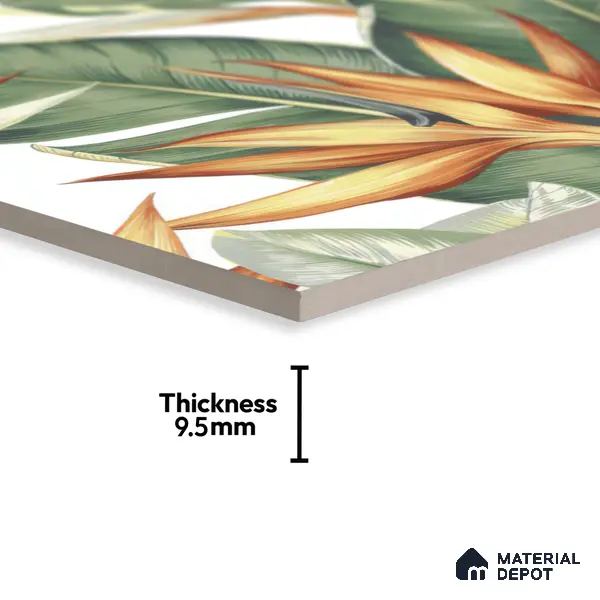 Tropical Wall Tile TL 00208 A Pattern 1 Lush Green 1 ft x 1 ft Matte Finish Ceramic Tile - 9 mm | Suitable For Bathroom, Balcony, Dining Area | Please Expect a Slight Variation of Pattern
