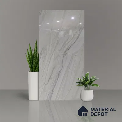 Marble Floor & Wall Tile TL 02191 Nicole Grey 4 ft x 2 ft Glossy Finish Vitrified Tile - 9 mm