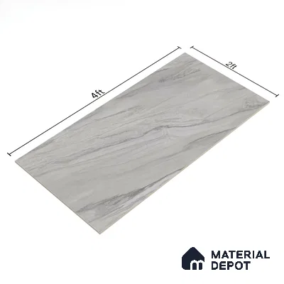 Marble Floor & Wall Tile TL 02191 Nicole Grey 4 ft x 2 ft Glossy Finish Vitrified Tile - 9 mm