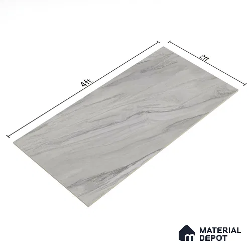 Marble Floor & Wall Tile TL 02191 Nicole Grey 4 ft x 2 ft Glossy Finish Vitrified Tile - 9 mm