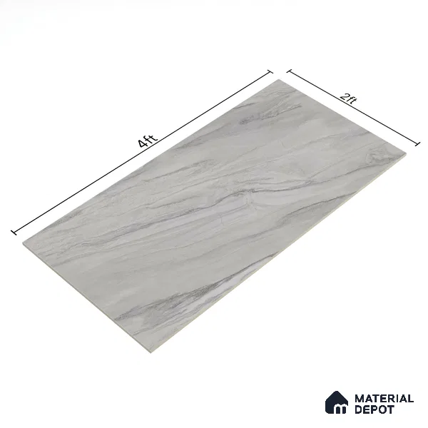 Marble Floor & Wall Tile TL 02191 Nicole Grey 4 ft x 2 ft Glossy Finish Vitrified Tile - 9 mm